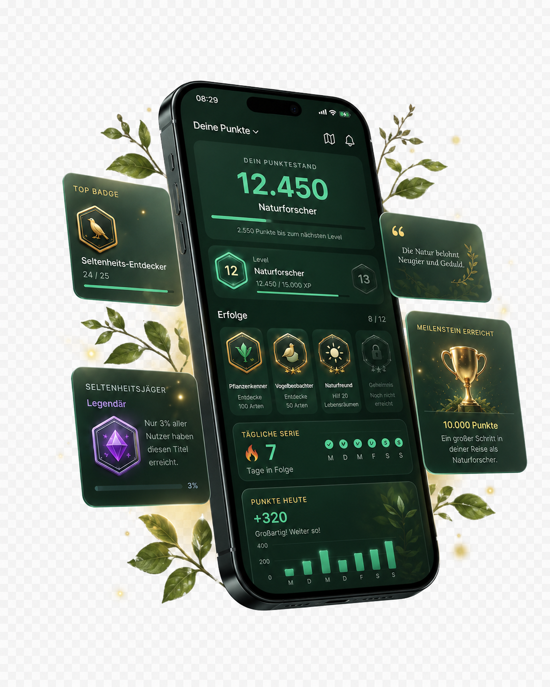 AnimalScout-App – Punktestand, Badges und Tagesquiz