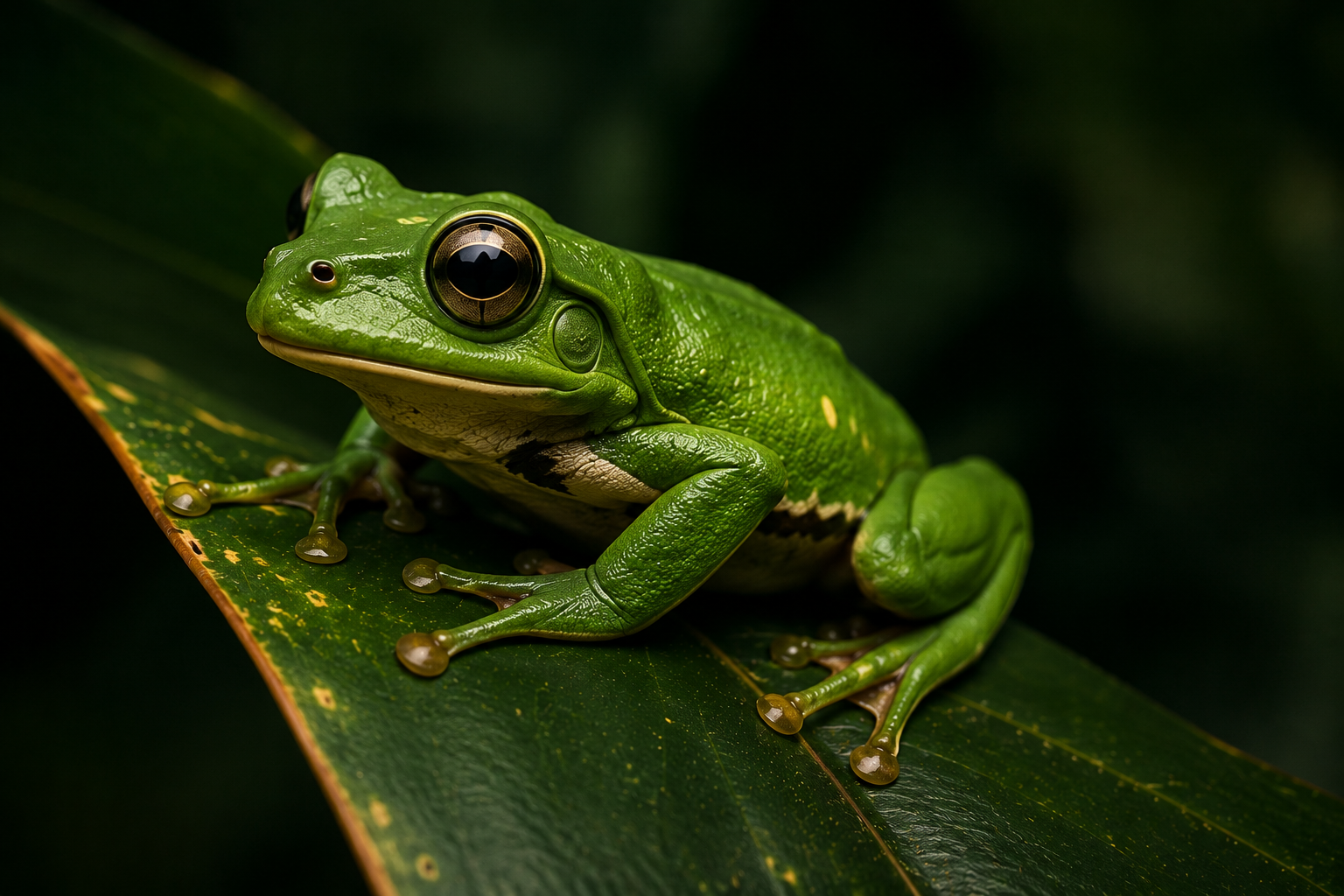 Grüner Laubfrosch auf einem Blatt